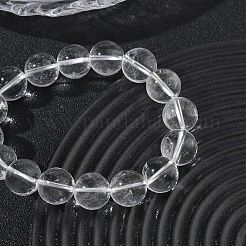 Braccialetti elasticizzati con perline rotonde di cristallo di quarzo naturale&nbsp;GG-CBA12F1-02E-12