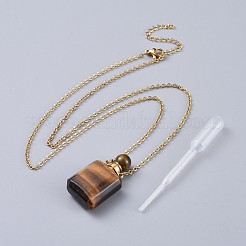Colliers pendants de bouteille de parfum en pierre naturelle&nbsp;NJEW-F266-02G