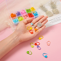 プラスチック編み物  かぎ針編みロッキングステッチマーカーホルダー  ミックスカラー  22x11x3mm  約120個/箱&nbsp;KY-TA0001-07