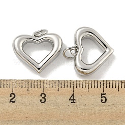 真鍮チャーム  丸カン付き  カドミウムフリー＆鉛フリー  長持ちメッキ  ハート  プラチナ  15x17x5mm  穴：3mm&nbsp;KK-E114-09P