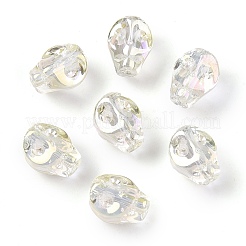 電気メッキガラスビーズセット  スカル  淡黄色  10x8x7.5mm  穴：1mm  約65個/連  25.59''（65センチメートル）&nbsp;EGLA-T021-09D