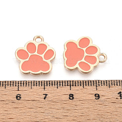 合金エナメルチャーム  カドミウムフリー＆鉛フリー  犬の足跡  プラチナ  ライトサーモン  17.5x16x1.5mm  穴：2mm&nbsp;X1-ENAM-YW0006-01KC-01