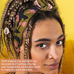 Подвески для волос в тибетском стиле из сплава и раковины каури OHAR-AB00016