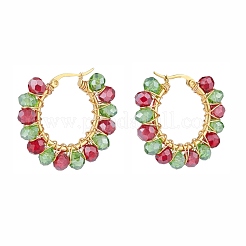 Bling Glas geflochtene große Creolen&nbsp;EJEW-TA00087