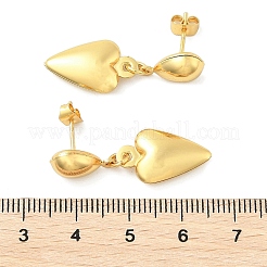 女性用304ステンレススチールスタッドピアス  ハート  ゴールドカラー  31x11mm&nbsp;EJEW-A125-38G
