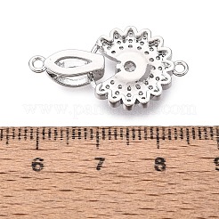 真鍮製マイクロペーブクリアキュービックジルコニアの留め金  花  プラチナ  27mm  花：17x15x3mm  クラスプ：13x5x5mm&nbsp;KK-Q074-18P