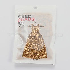 ガラス竹ビーズ  銀並ぶ  ライトカーキ  6~8x1.8mm  穴：0.6mm  1250個/ 50g&nbsp;X-TSDB6mm22