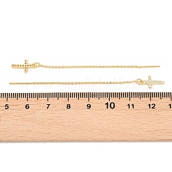 Латунный крест с микропаве и прозрачными кубическими циркониями&nbsp;EJEW-H182-14G