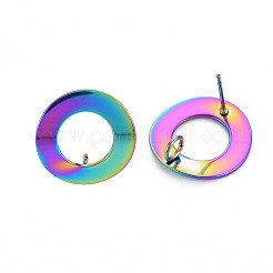 Orecchini a bottone in acciaio inossidabile 304 color arcobaleno&nbsp;LS-STAS-N098-018