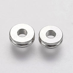 真鍮製スペーサービーズ  プラチナメッキ  ドーナツ  6x2mm  穴：2mm&nbsp;KK-F730-03P