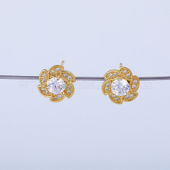 Изысканные серьги-гвоздики в форме цветка с латунным паве из прозрачных кубических цирконий MB8733