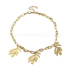 Цепочки-скрепки из нержавеющей стали 304 с подвеской в виде тройного листа&nbsp;NJEW-K389-02G