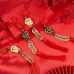 6 шт. 2-цветная подвеска в виде змеи и монеты из сплава&nbsp;HJEW-DC0001-21