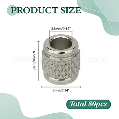 80 шт. европейские бусины из нержавеющей стали 304&nbsp;STAS-ME0002-94