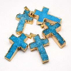 Гальванизировать грубая драгоценный камень природный drusy хрустальных подвесок G-L133-01