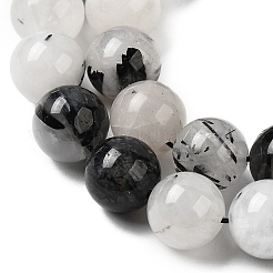 Нити бусин из натурального черного рутилированного кварца&nbsp;G-D295-8mm-01