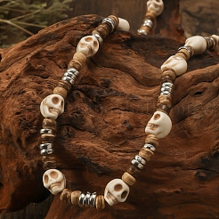 Ожерелья из синтетической бирюзы и кокоса в стиле хейши для мужчин FS-WGB0857-02