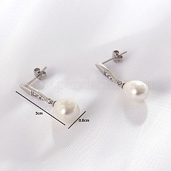 Серьги-гвоздики в форме капли из латуни с имитацией жемчуга RB9302