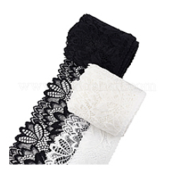 10 ярд двухцветной нейлоновой эластичной кружевной ленты с цветочной вышивкой&nbsp;OCOR-PH0005-87