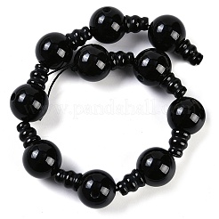 Fili di perline guru in onice nero naturale a 3 foro&nbsp;G-H064-E08-03B