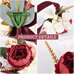 2 шт. 2-х видов роза из шелковой ткани с атласной лентой&nbsp;AJEW-CP0005-94