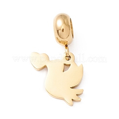 304ステンレススチール製ヨーロピアンダングルチャーム  大穴ペンダント  エナメル  心を持つ鳥  ゴールデン·ステンレス鋼色  20mm  穴：4.5mm&nbsp;STAS-I192-25