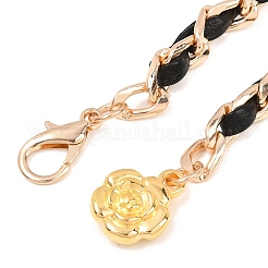 Damengürtel mit geflochtenem PU-Leder und Blumenanhänger aus einer Legierung&nbsp;AJEW-XCP0003-65