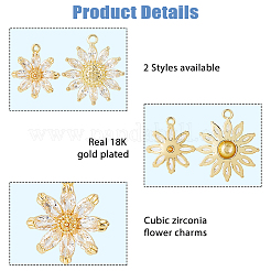 8 шт. 2 стиля латунные подвески с микропаве и кубическим цирконием KK-HS0015-18