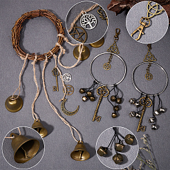 Колокольчики из ротанга и железа для дверной ручки для защиты&nbsp;AJEW-CN0002-54