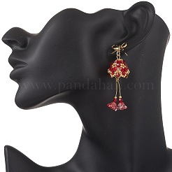 3 пара серег-гвоздиков с подвесками из латуни и стекла в виде рождественского колокольчика EJEW-MZ00612