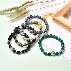 Braccialetti elastici con pietre preziose naturali e sintetiche per uomo donna&nbsp;BJEW-JB06703