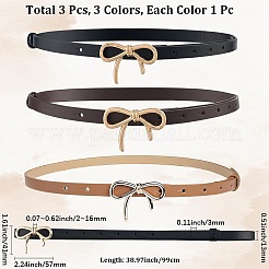3 шт. 3 цвета сплава бант PU кожаный ремень цепь для женщин&nbsp;AJEW-CL0001-14A