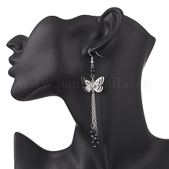 Латунные серьги с подвесками-бабочками EJEW-JE06665