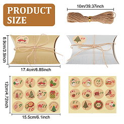 24шт подушка складная креативная рождественская бумажная коробка конфет со шнуром CON-WH0089-06