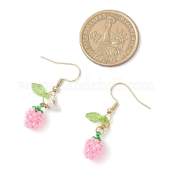 Серьги-подвески в форме яблок из стеклянного бисера ручной работы EJEW-MZ00575-02