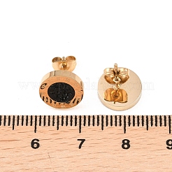 Плоские круглые серьги-гвоздики из нержавеющей стали 304&nbsp;EJEW-H175-02G-02