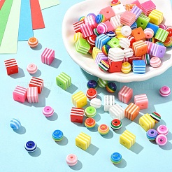 200 шт. 2-х видов полосатых смоляных бусин RESI-YW0002-11