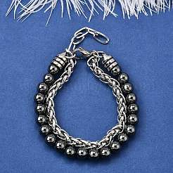 Многорядные браслеты из круглых бусин из натуральных драгоценных камней BJEW-D330-02P