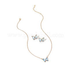Schmetterling Acryl Strass mit Eisen Anhänger Halsketten & Ohrstecker Sets für Frauen&nbsp;WGFFCAF-08