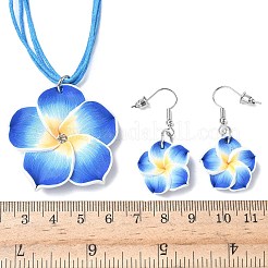 Blumen-Set aus Polymer-Ton mit Wachskordel-Anhängern und Ohrhängern&nbsp;FS-WG2CAA9-02