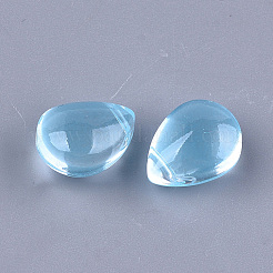 透明スプレー塗装ガラスチャーム  ティアドロップ  ライトスカイブルー  12x9x7mm  穴：1mm&nbsp;GLAA-S183-14C
