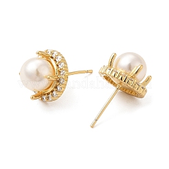 Серьги-гвоздики из латуни с микропаве из кубического циркония для женщин EJEW-C057-07G