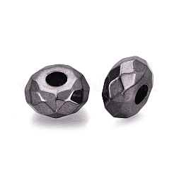 UVメッキ加工を施した虹色透明アクリル製ヨーロピアンビーズ  大きな穴ビーズロンデル  ブラック  15x8mm  穴：4.7mm&nbsp;OACR-E033-22-02