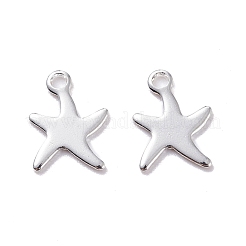 ステンレススチールチャーム201個  ヒトデ/海星  銀  11.5x9x0.8mm  穴：1mm&nbsp;STAS-F039-47-S