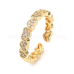 Messing Micro Pave Zirkonia Manschette offene Ringe&nbsp;RJEW-F204-02G