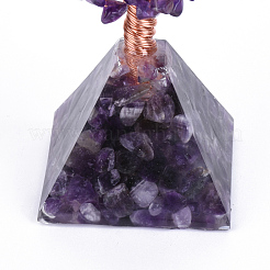 Améthystes naturelles et décorations sur piédestal de pierres précieuses&nbsp;G-S282-08