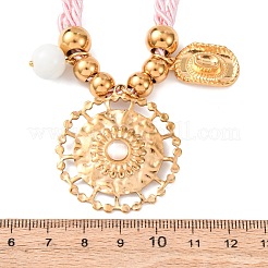 Ожерелья из полиэстерового шнура с подвеской в виде цветка в виде ковбойской шляпы из нержавеющей стали 304 NJEW-C105-02G