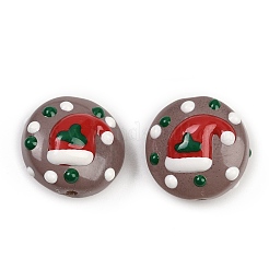 Рождественские эмалевые бусины ручной работы в технике лэмпворк&nbsp;X1-LAMP-C020-03B