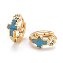 Orecchini a cerchio huggie in zirconi cubici trasparenti micro pavè&nbsp;EJEW-P187-H