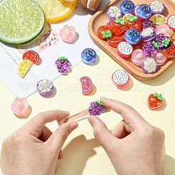 40 Stück 8 Stile galvanisieren UV-Beschichtung opake Fruchtharz-Cabochons&nbsp;RESI-CJ0004-53